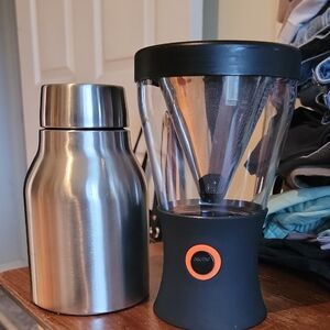 Asobu Stainless Steel Cold Brew Coffee Brewer with Black and Orange Accents